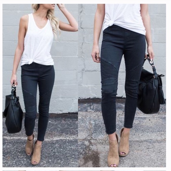 black moto jeggings